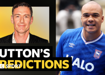A picture of Chris Sutton with wording next to it that says BBC Sport columnist Chris Sutton