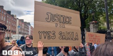 Protesters gather outside Ireland's parliament over Yves Sakila's 'disturbing' death