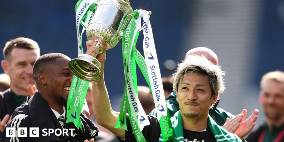 Daizen Maeda lifts the Scottish Cup