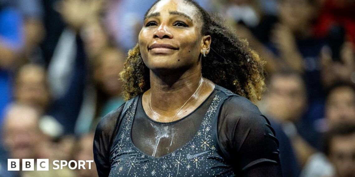 Serena Williams glances upwards during her final match at the 2022 US Open