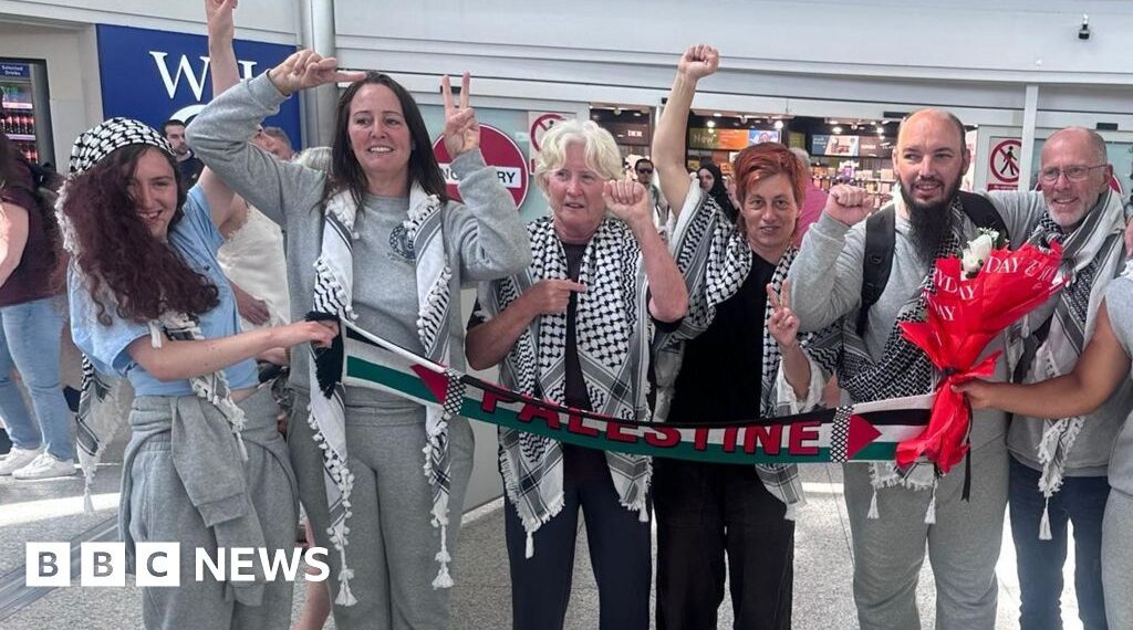 Seven flotilla activists detained in Israel arrive back in UK