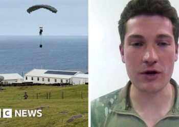 Soldier on parachuting to Tristan da Cunha for Hantavirus aid