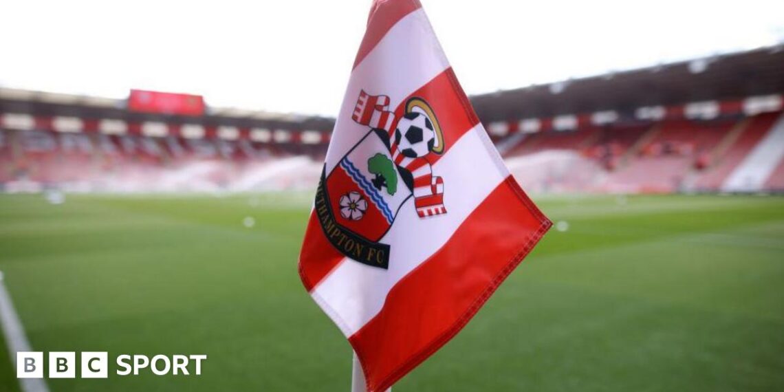 A Southampton corner flag at St Mary's Stadium