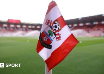 A Southampton corner flag at St Mary's Stadium