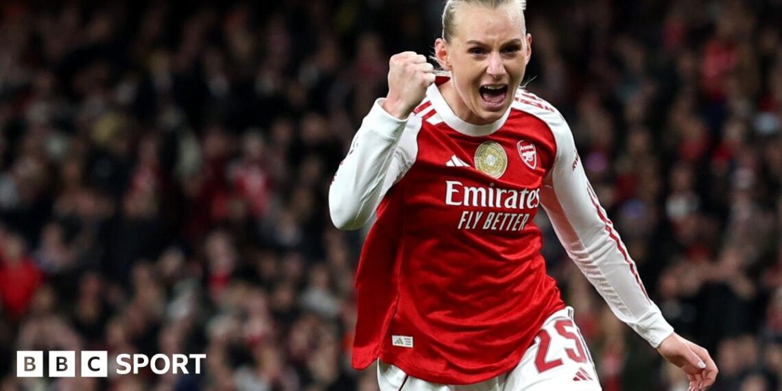 Stina Blackstenius scores against Barcelona in the Champions League final