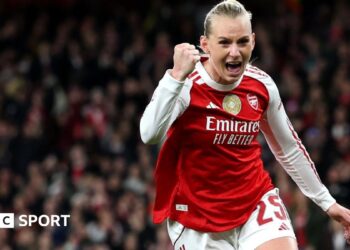 Stina Blackstenius scores against Barcelona in the Champions League final