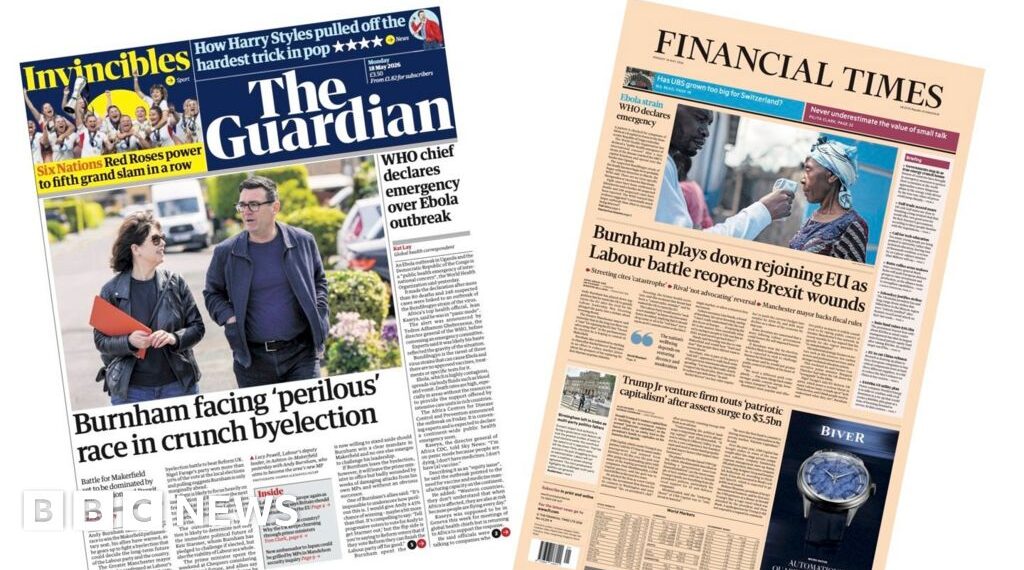 The Papers: 'Burnham faces perilous race' and 'WHO declares Ebola emergency'