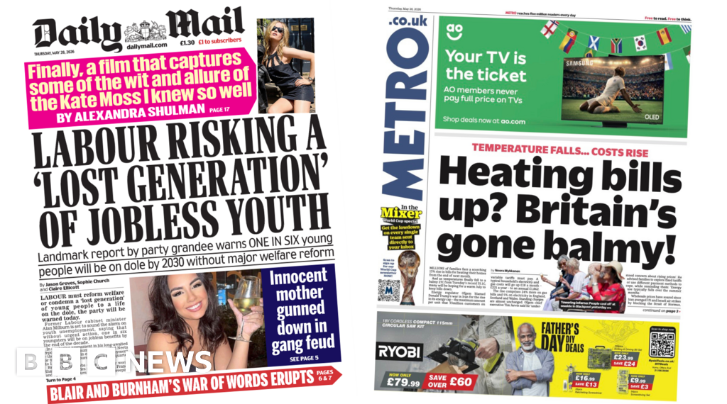 The Papers: 'Labour risking 'lost generation' and 'Britain's gone balmy!'