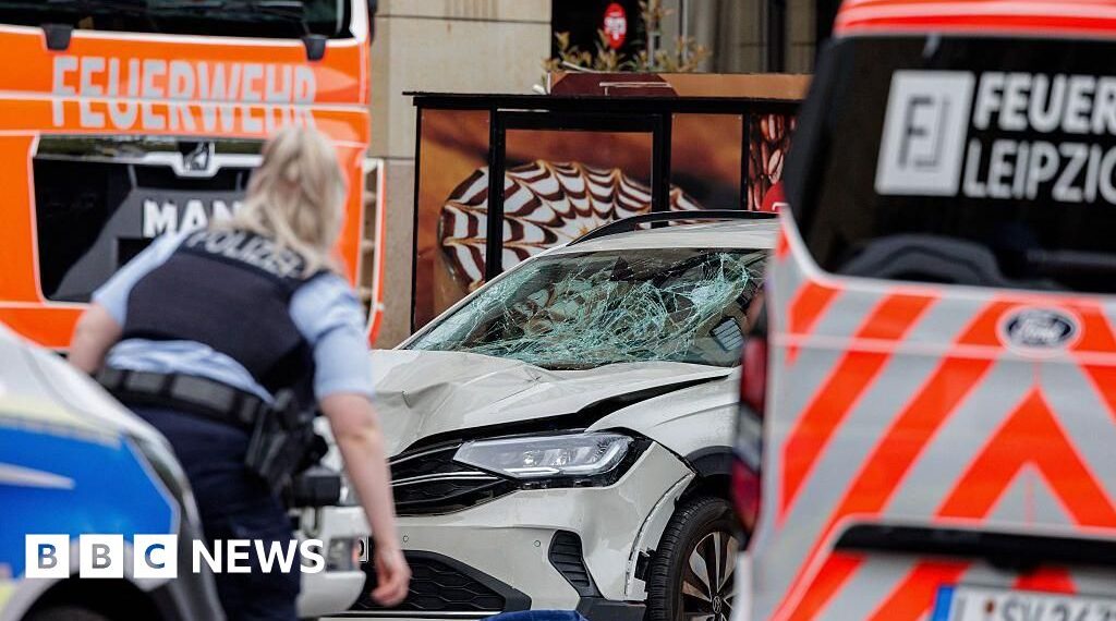 Two killed and many injured after car driven into crowd in German city of Leipzig