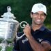 Aaron Rai lifts the Wanamaker Trophy