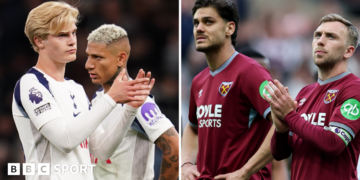 Tottenham and West Ham players applaud their fans