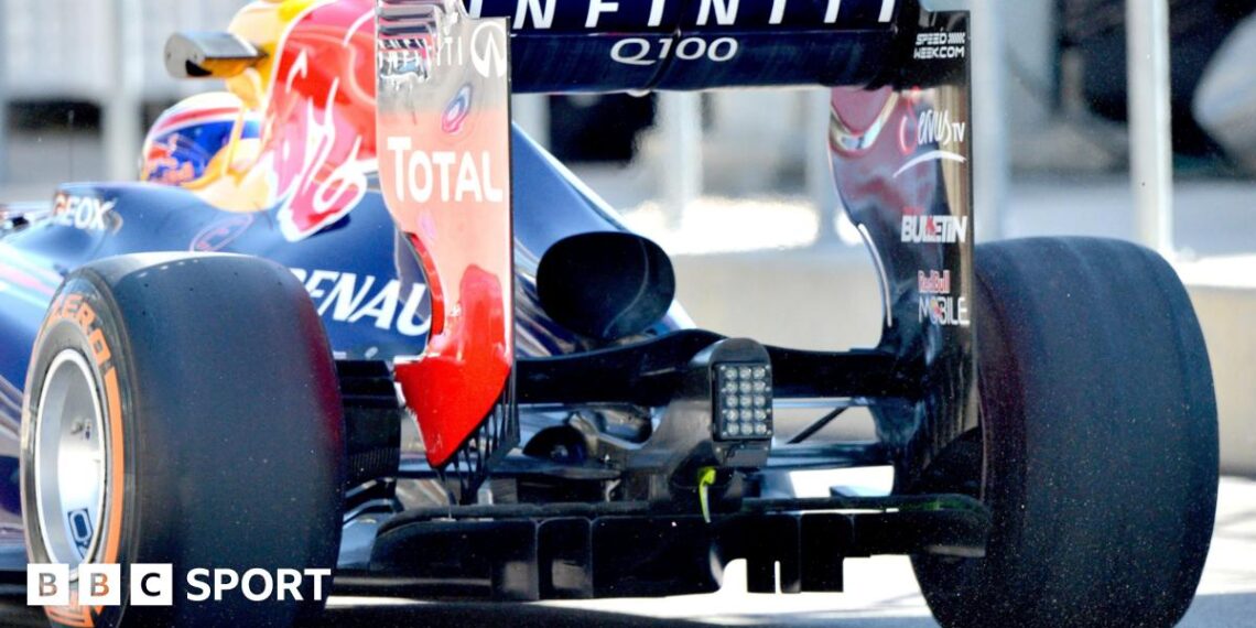 A close-up image of the rear of Mark Webber's Red Bull-Renault at the 2013 United States Grand Prix