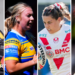 Four-way split image featuring Sinead Peach of York, Keara Bennett of Leeds, Emily Rudge of St Helens and Eva Hunter of Wigan all in mid-game action