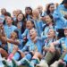 Manchester City players celebrate winning the WSL