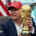 US President Donald Trump holding the World Cup trophy