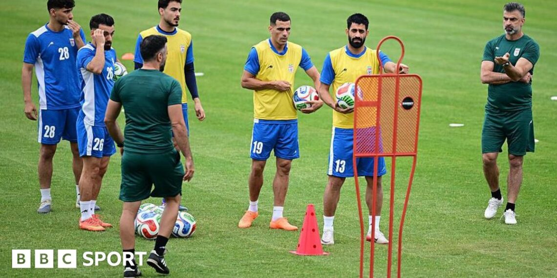 Members of the Iran squad pictured training for the World Cup in Antalya