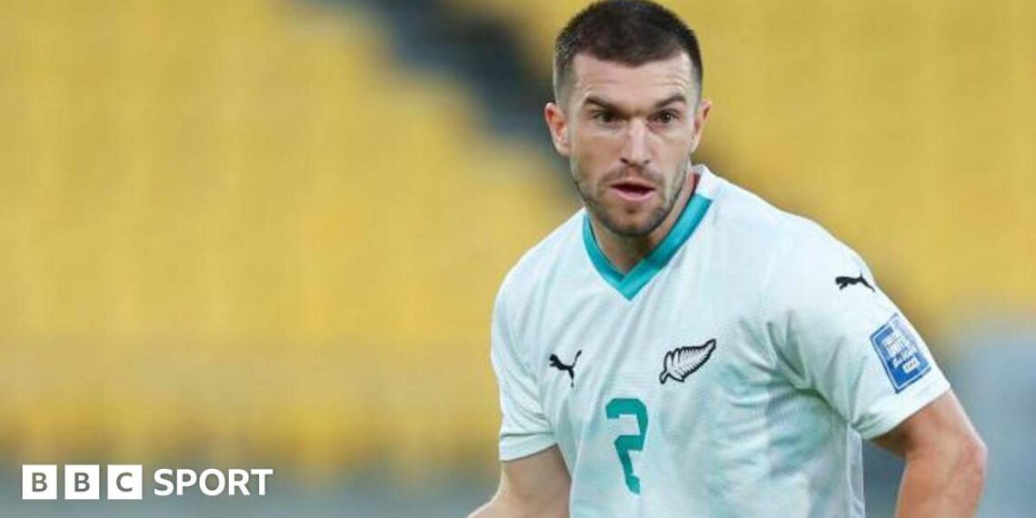 Tim Payne of New Zealand passes during the FIFA World Cup 2026 OFC Qualifier Semi Final match between New Zealand All Whites and Fiji