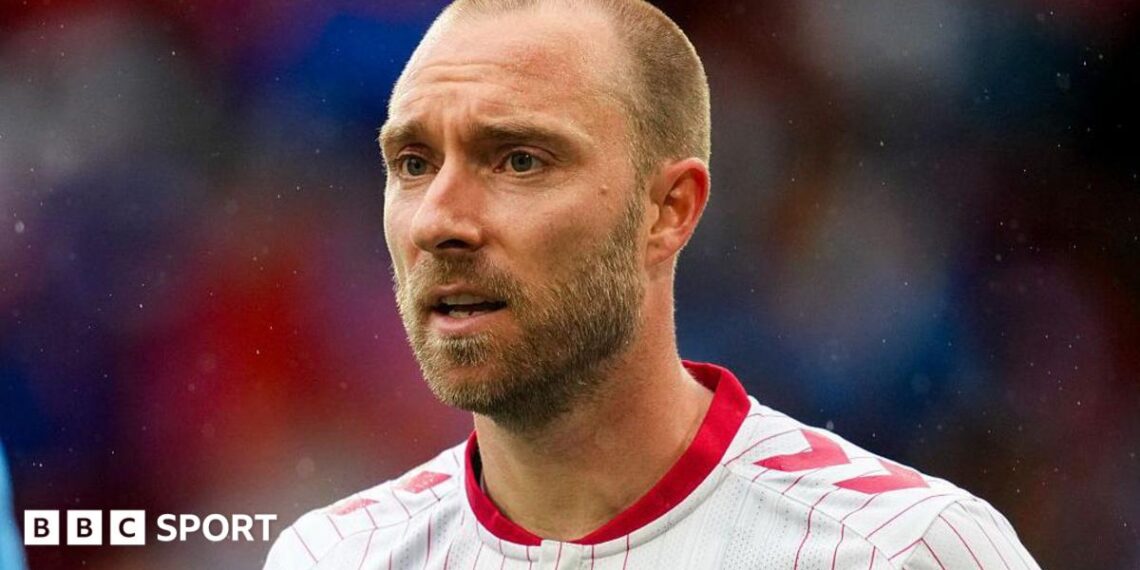 Christian Eriksen looks on during Denmark's friendly draw with DR Congo