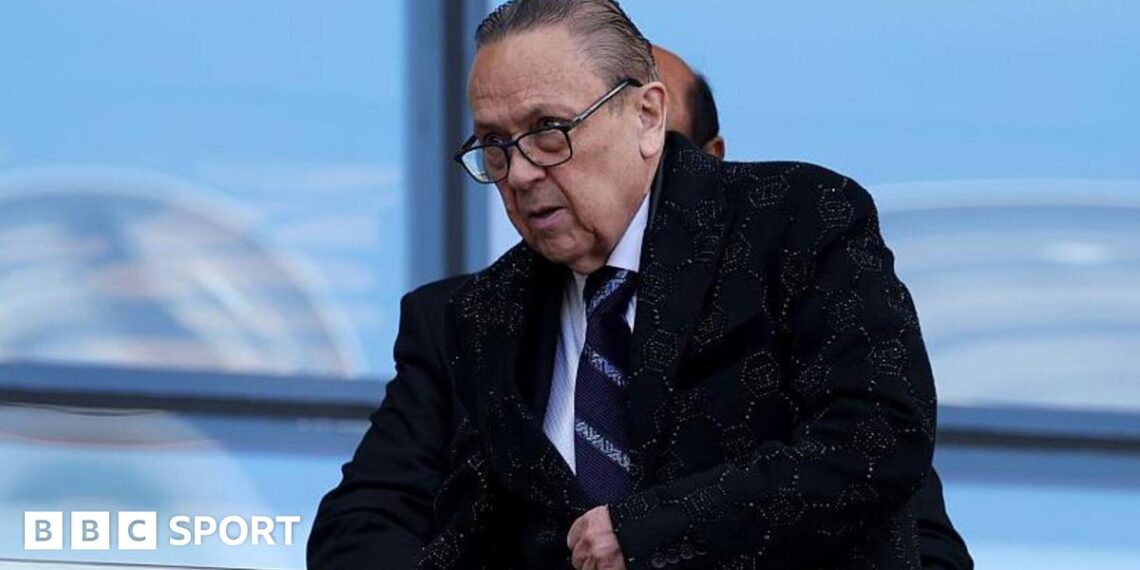 West Ham's joint-chair David Sullivan looks on from the stands prior to the team's game against Everton at London Stadium in April 2026
