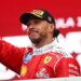 Lewis Hamilton gives a thumbs up on the podium in Canada