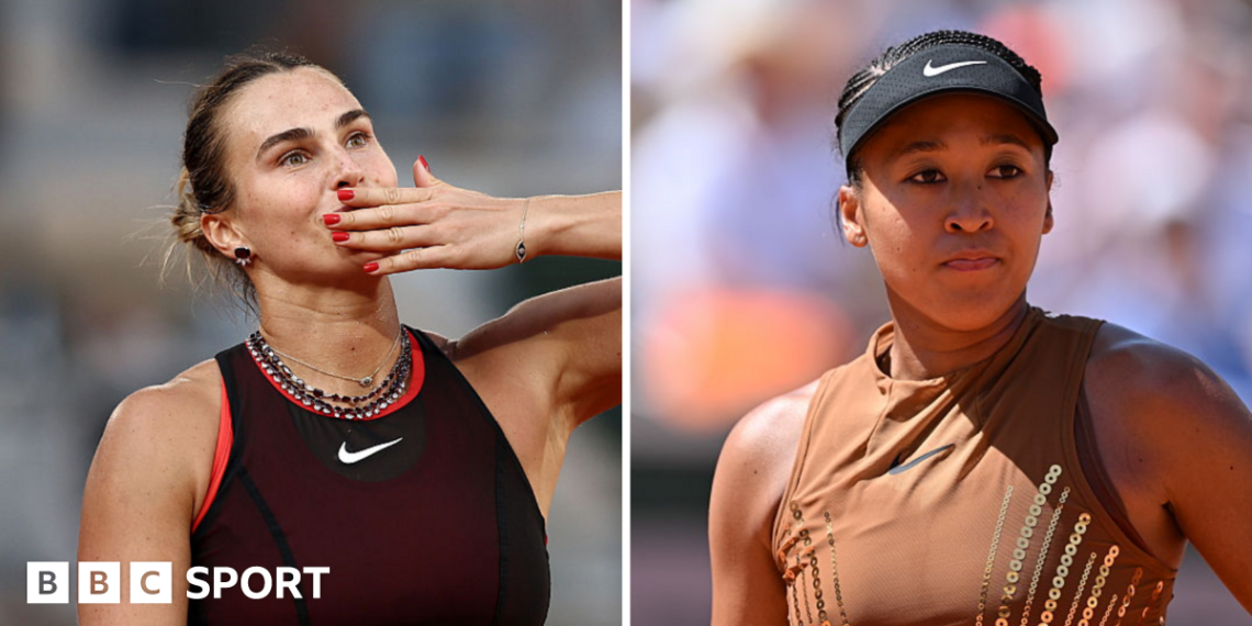 A split picture of Aryna Sabalenka and Naomi Osaka