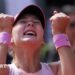 Mirra Andreeva celebrates winning the French Open women's title
