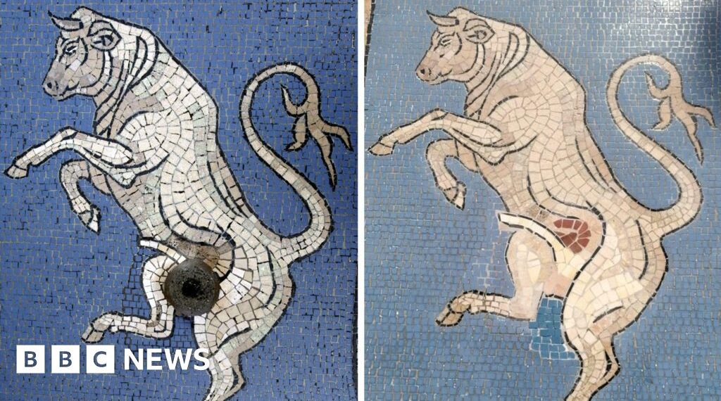 Italians bemused by Milan bull mosaic restoration