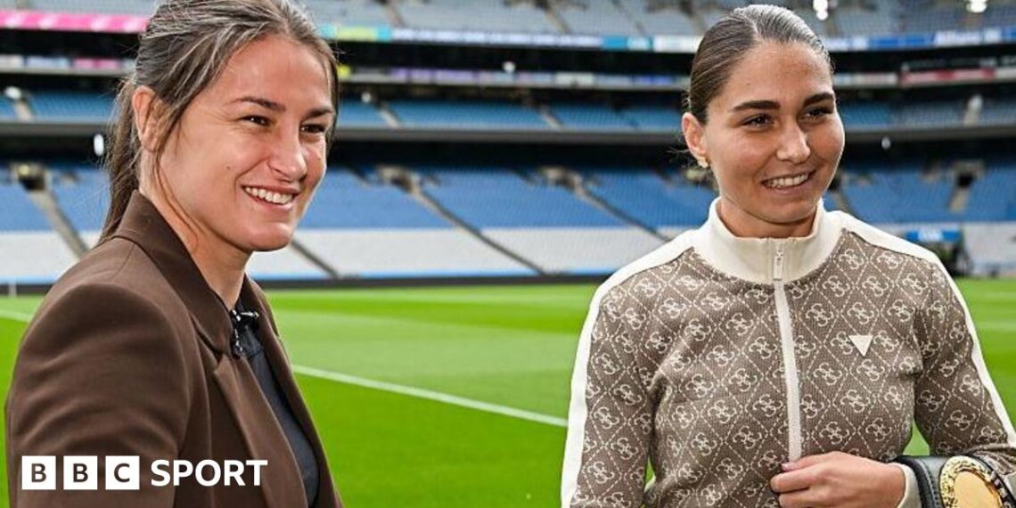 Katie Taylor and Flora Pili at Croke Park
