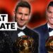 Lionel Messi and Cristiano Ronaldo holding their respective Balon d'Ors