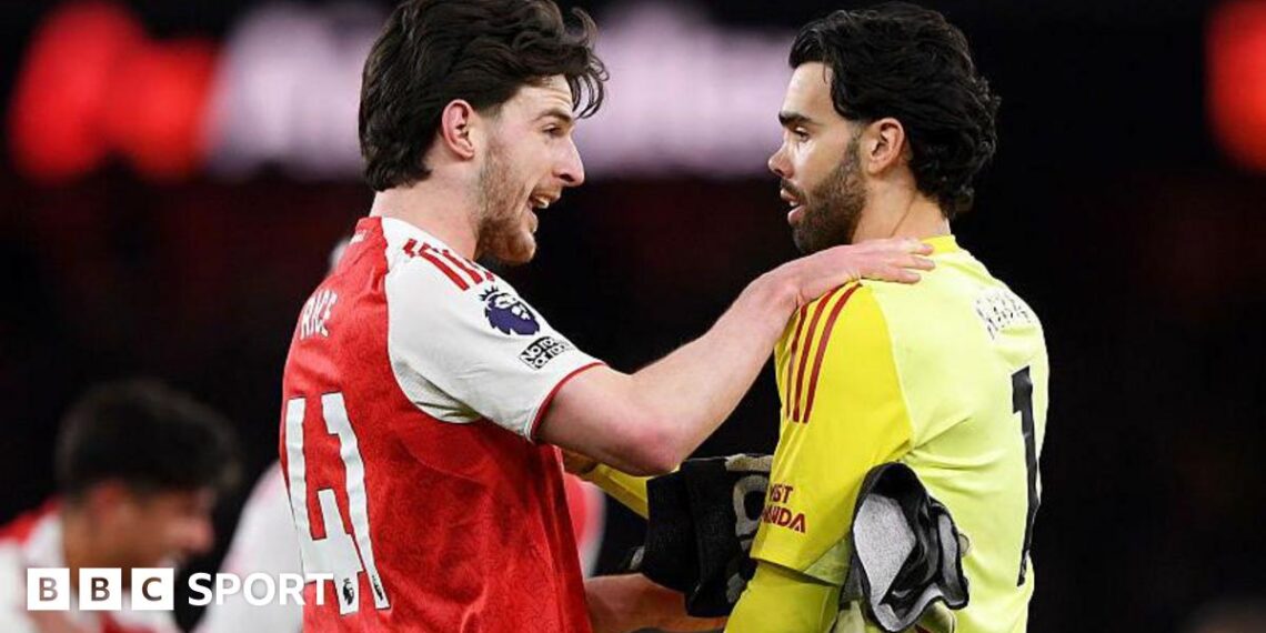 Declan Rice and David Raya