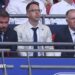 Salford co-owner David Beckham (left) and football director Paul Scholes sit either side of chief executive Gavin Fleig at Wembley