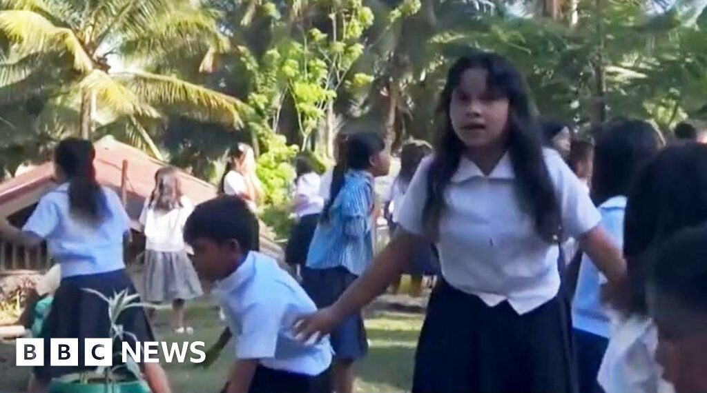 School structure collapses during quake