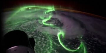 Southern Lights timelapse filmed from space