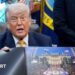 Donald Trump hols up a rendered image of the UFC's White House event