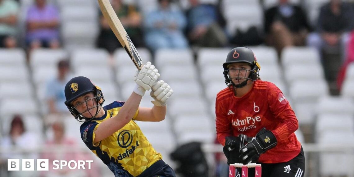 Mady Villiers of Durham batting during the Vitality Blast T20 Women match between Blaze Women and Durham