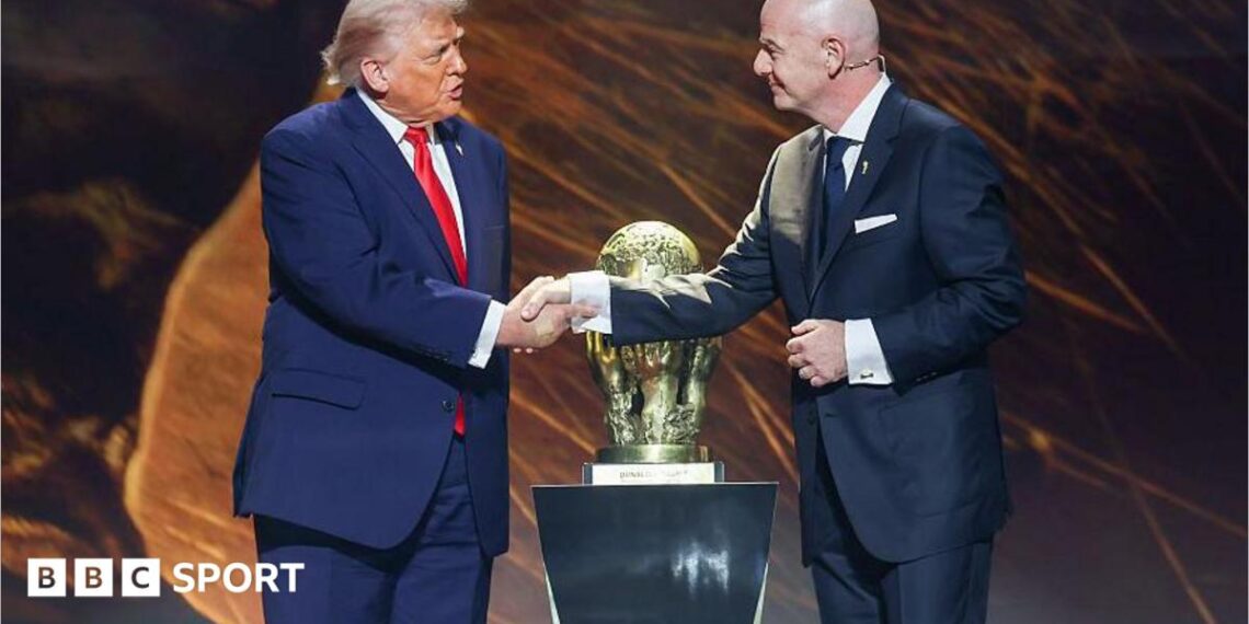 FIFA president Gianni Infantino and US President Donald Trump shake hands during the World Cup's official draw