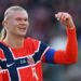 Erling Haaland celebrates scoring for Norway