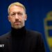 Graham Potter celebrates Sweden's World Cup qualification