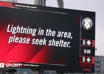 An international friendly between Haiti and Iceland is delayed due to lightning in the area at BMO Field on March 31, 2026 in Toronto, Ontario, Canada