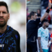 A split picture showing Argentina forward Lionel Messi and Portugal forward Rafael Leao being red-carded