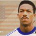 Graphic showing Desmond Armstrong against a background of the USA flag