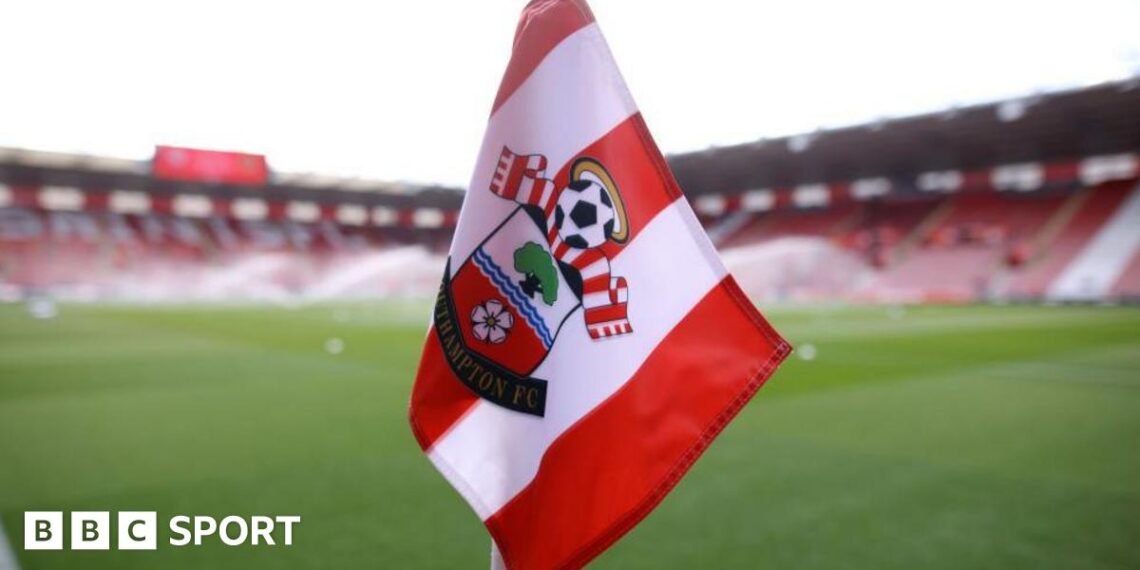 A Southampton corner flag at St Mary's Stadium